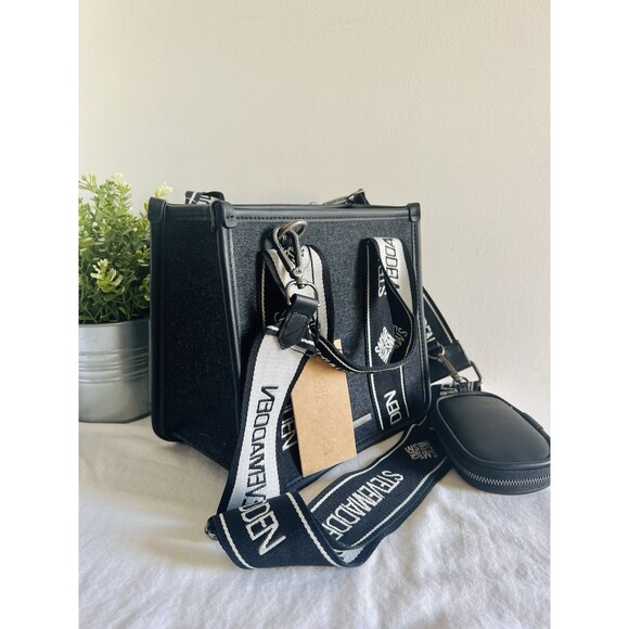 Steve Madden Black Denim Bwebber Crossbody Satchel w/ Coin Pouch NWT - Picture 3 of 12